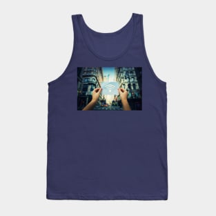 holding wifi symbol Tank Top